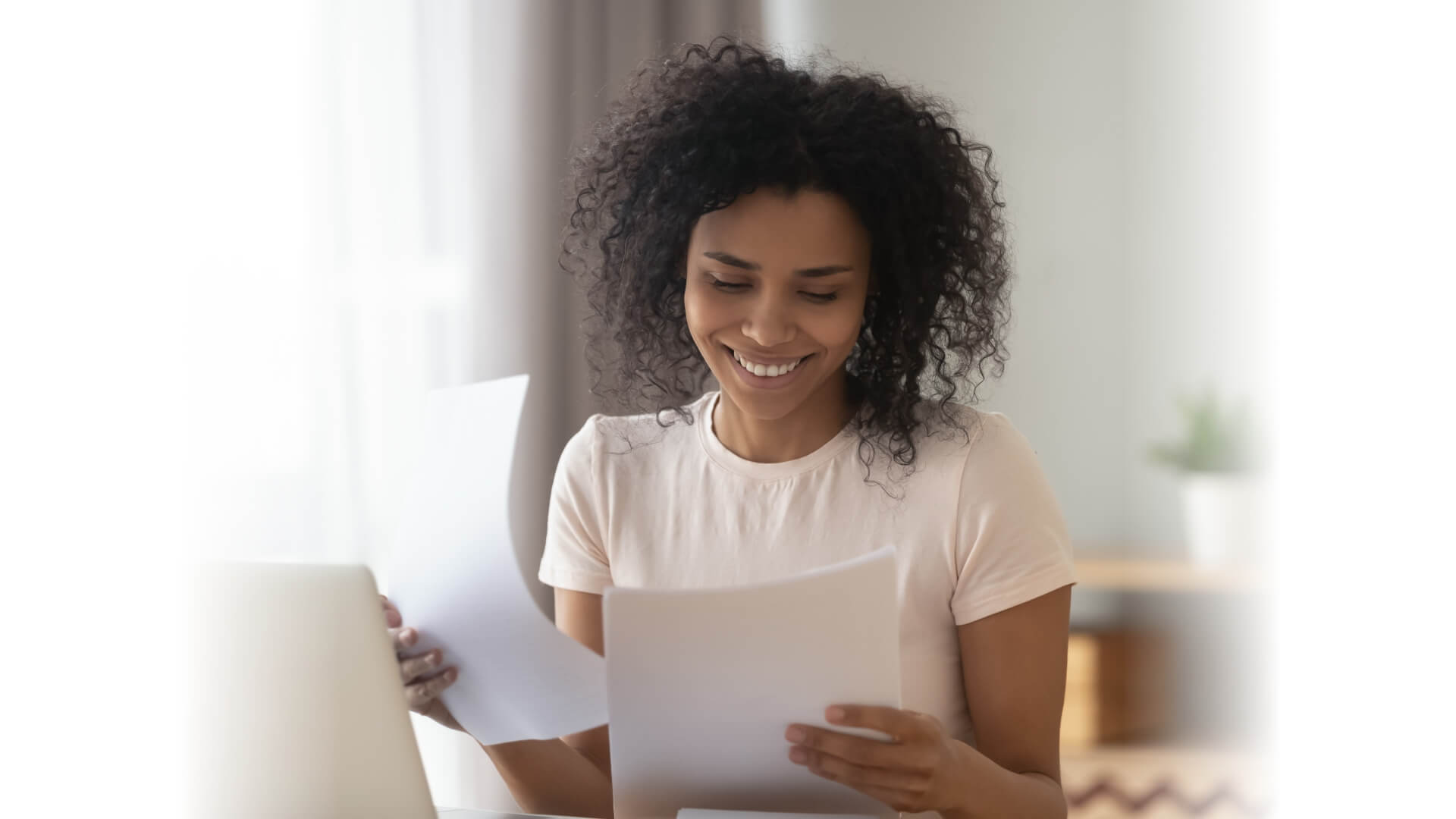 Woman looking at documents