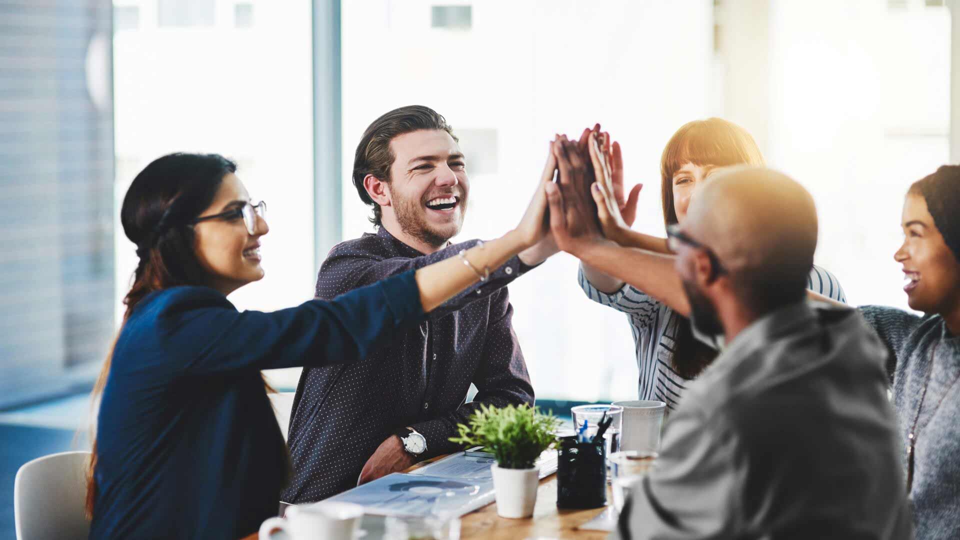 Group high five