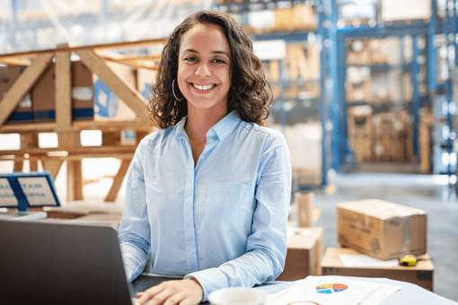 Female professional in warehouse